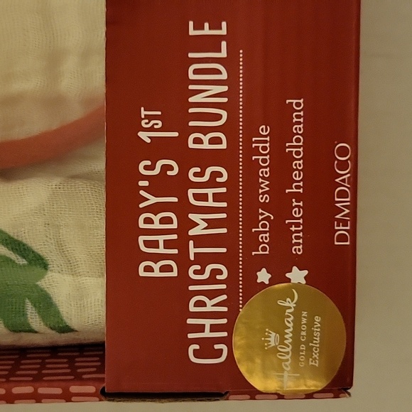 New in Box: Baby's 1st Christmas Bundle: Photo Swaddle and Antler Headband - Picture 2 of 7